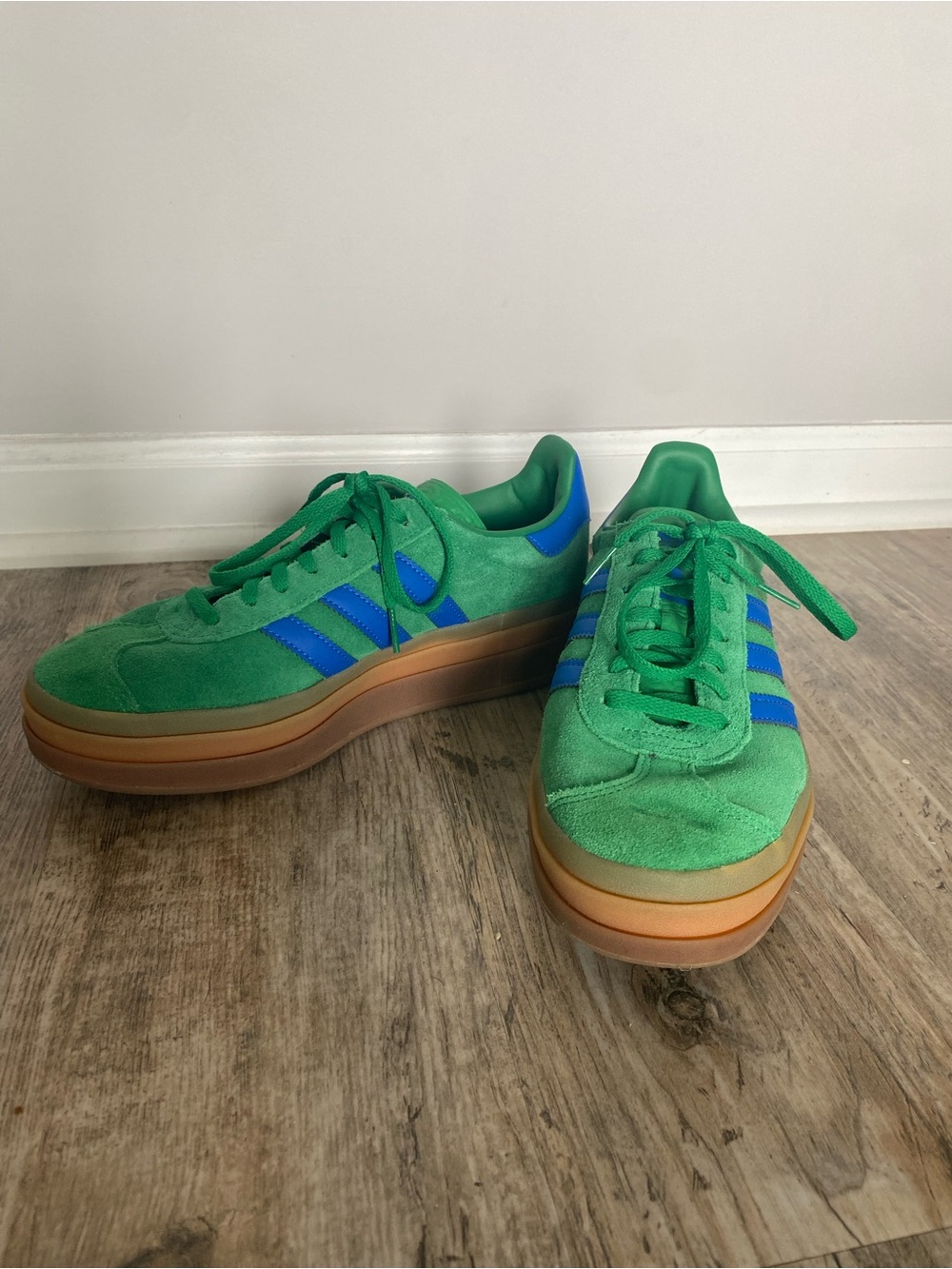 adidas Green and Blue Suede Platform Sneakers - Picture 4 of 8